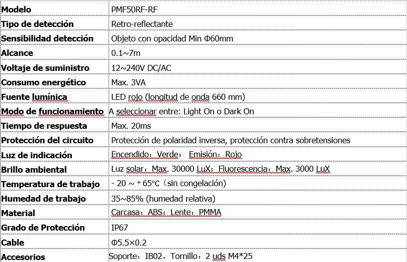 Tabla Fotocelula Espejo